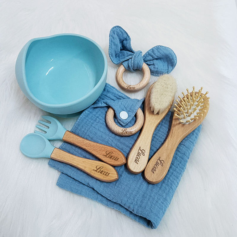 Baby Food Set - 7PCS/Set Personalized Name Baby Silicone Sucker