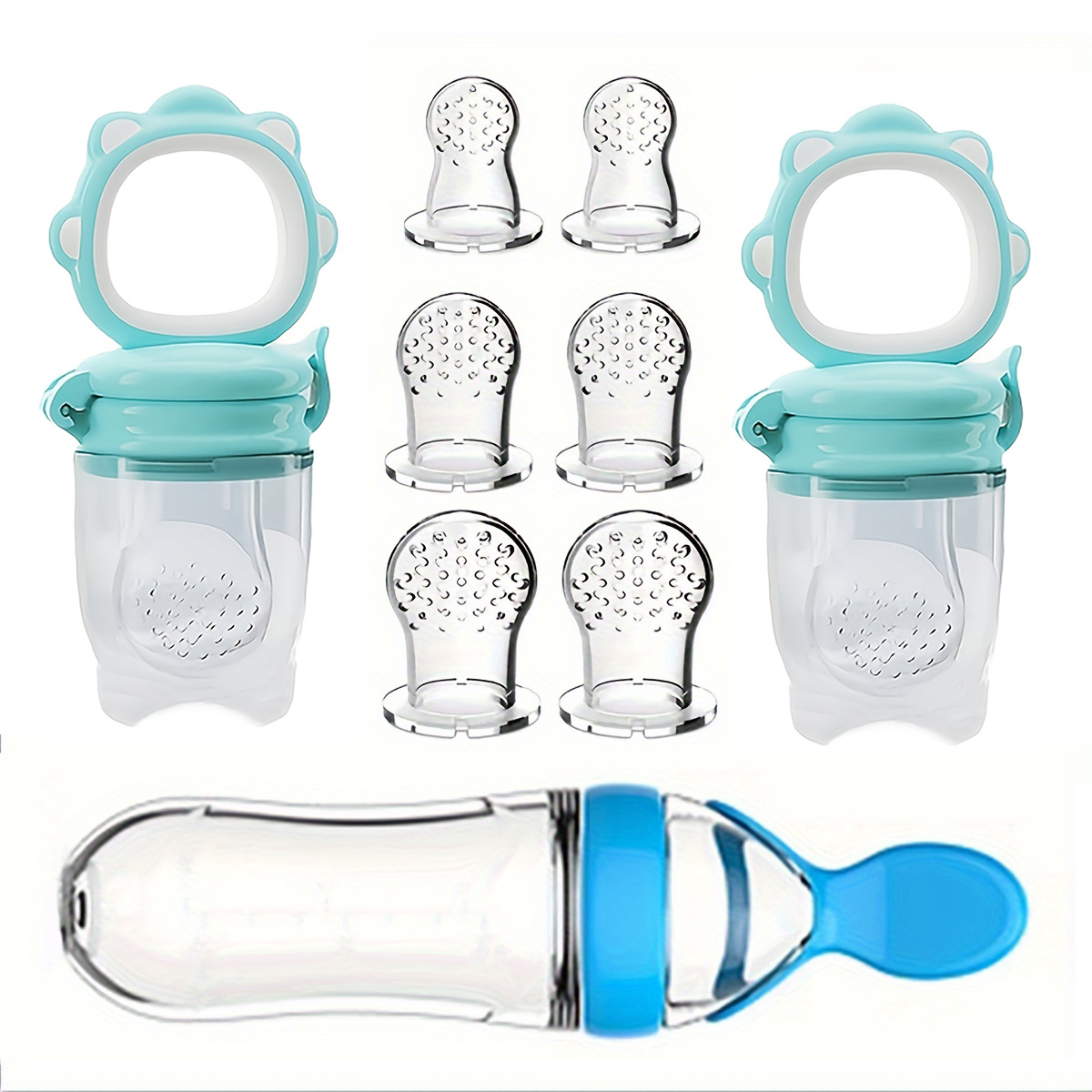 Baby Food Jar - 9pcs Feeding Cutlery: 1 Silicone Feeding