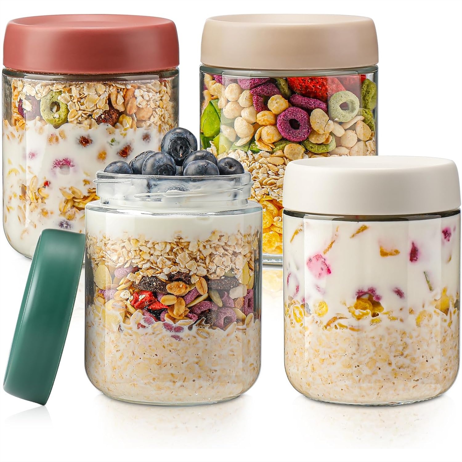 Baby Food Set - Glass Overnight Oats Containers with Lids,