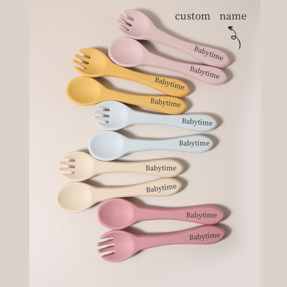 Baby Food Lunch - Custom name 1 pair silicone spoon
