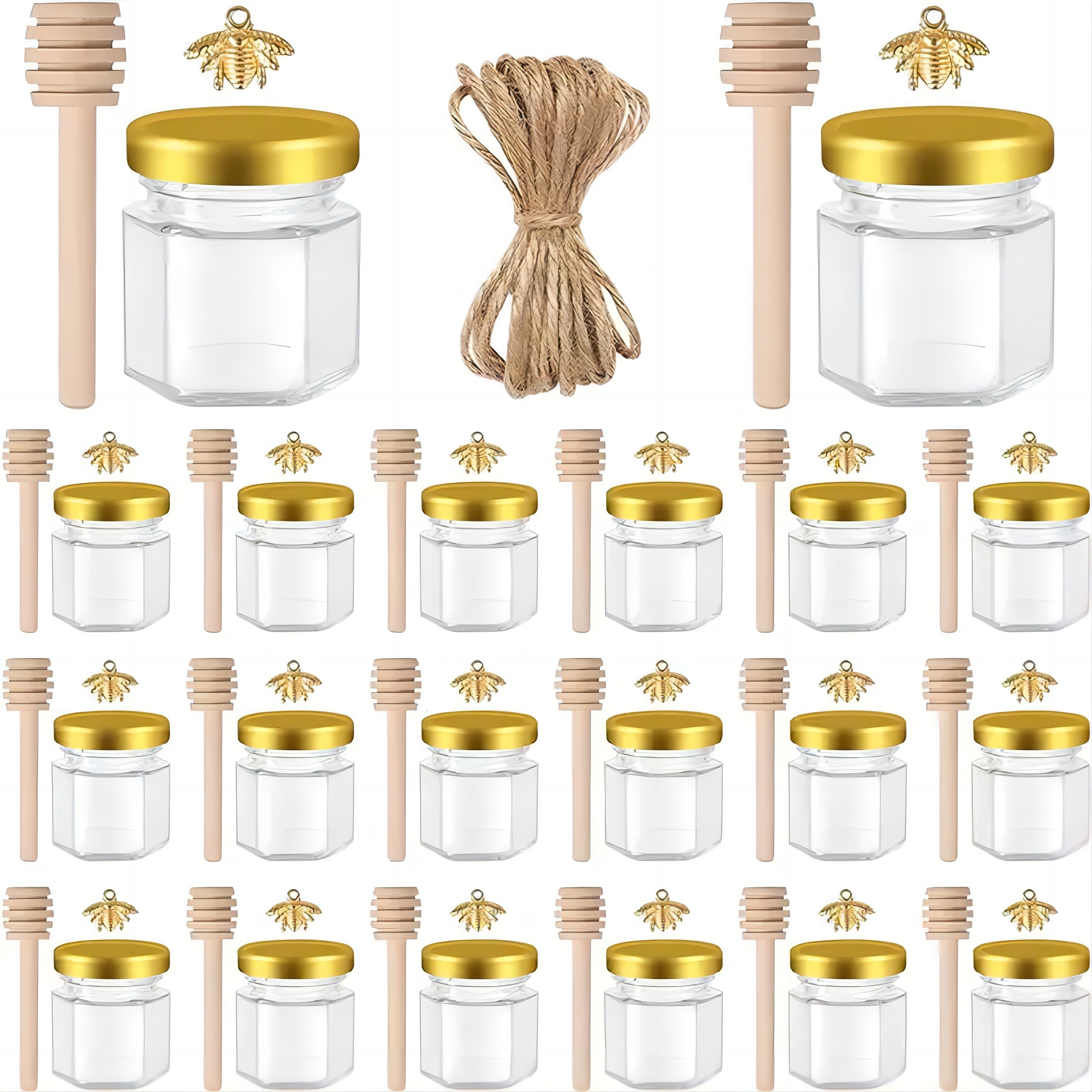 Baby Food Jar - 1.5 Oz Hexagon Mini Glass Honey
