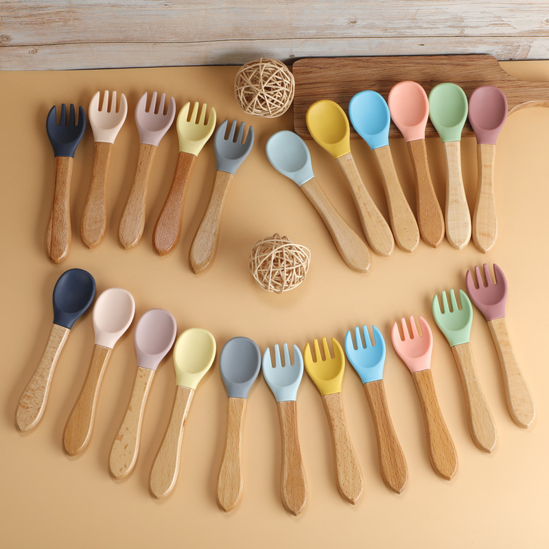 Baby Food Lunch - TYRY.HU 1Set Baby Silicone Fork Spoon