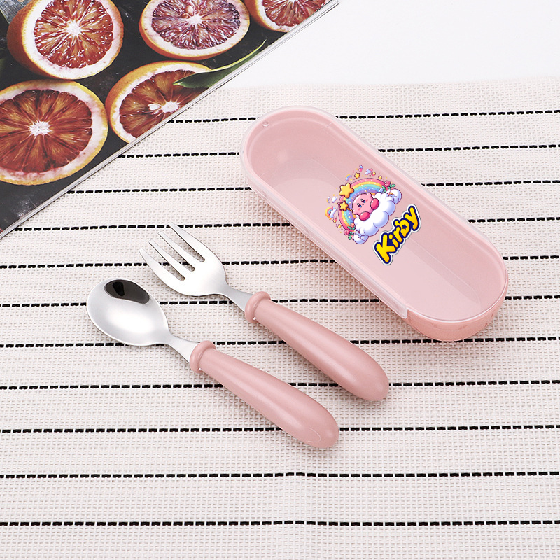 Baby Food Lunch - 3pcs/set Kirbys Spoon Forks Box Stainless
