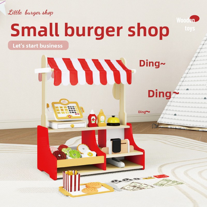 Baby Food Restaurant - Children Toy Puzzle Wood Hamburger Shop