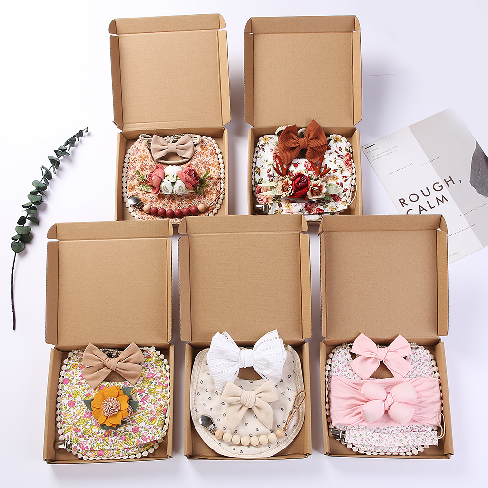 4Pcs/Set Flower Print Baby Bib - Baby Food Set recensie en prijs