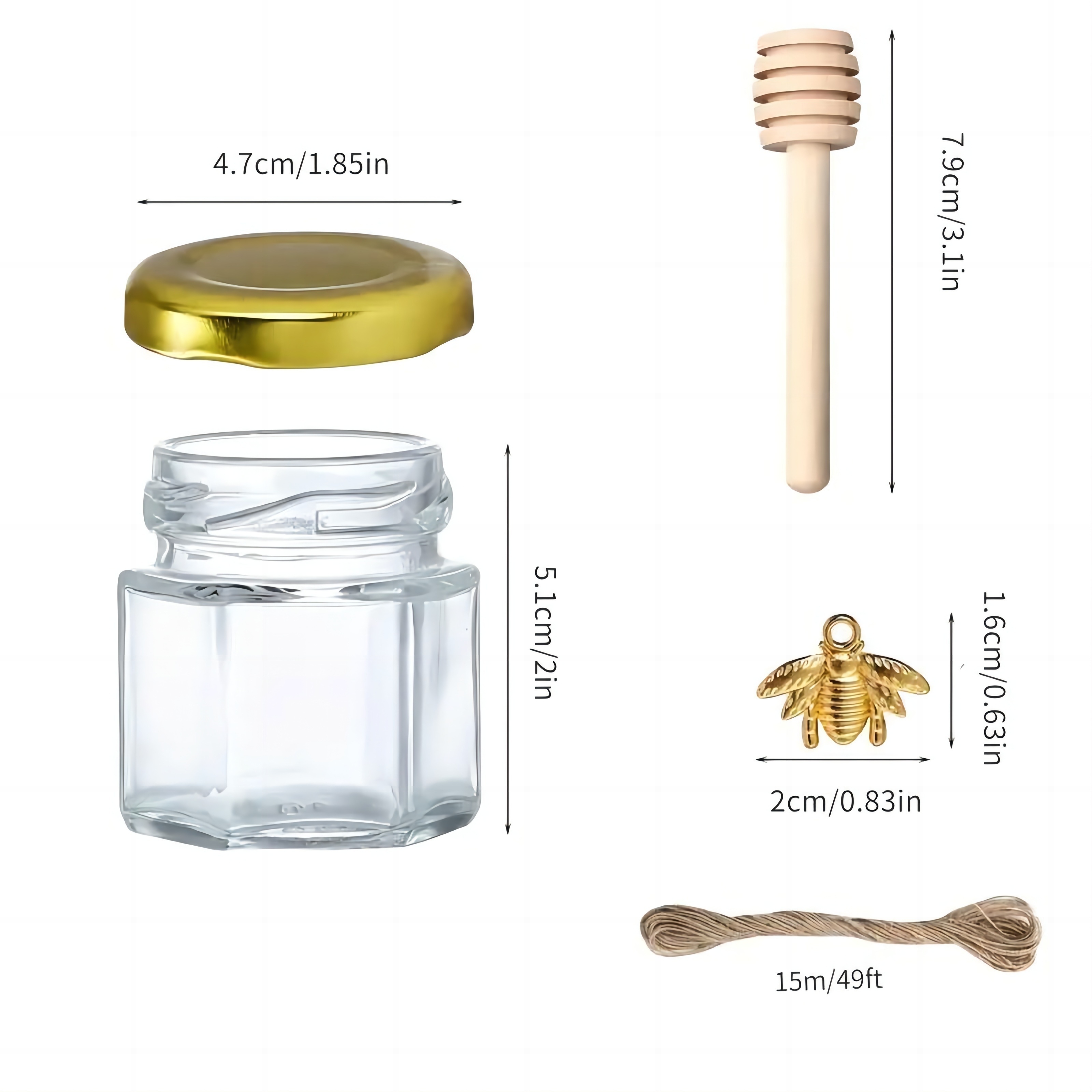 1.5 Oz Hexagon Mini Glass Hone - Baby Food Jar recensie en prijs